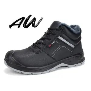 JIANKUN SBP Unisex Winter Work Safety Shoes Steel Toe Anti-Smash Anti-Puncture Embossed Cow Leather for Midsole Non-Slip PU