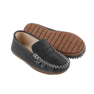 Babyhappy 2026 Designs Slip-on Easy Wearing Minimalist Leather Flat Non-slip Kids Loafer Shoes