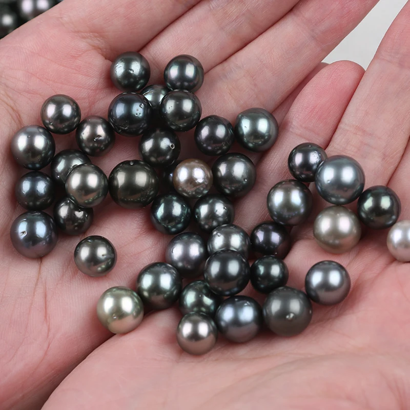 Wholesale 8-11mm Seawater Tahitian Black Color Round Shape Loose Pearls ...