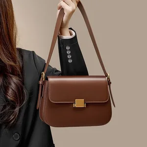 High End Women's Genuine Leather Bags Bolsas Para Mujer Fashion Sling Bag Sac Pour Femme Brown Beige Flap Bag for Women