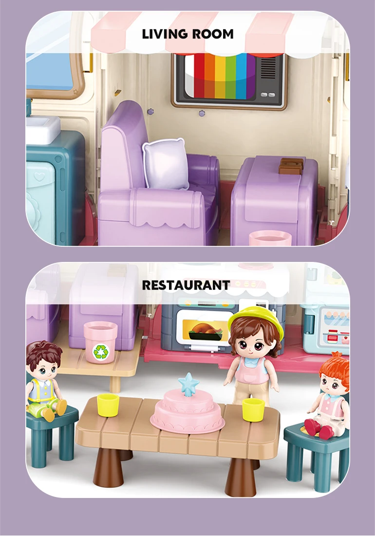 Chengji Toys Girls Pretend Play Sliding Touring Truck Plastic Miniature