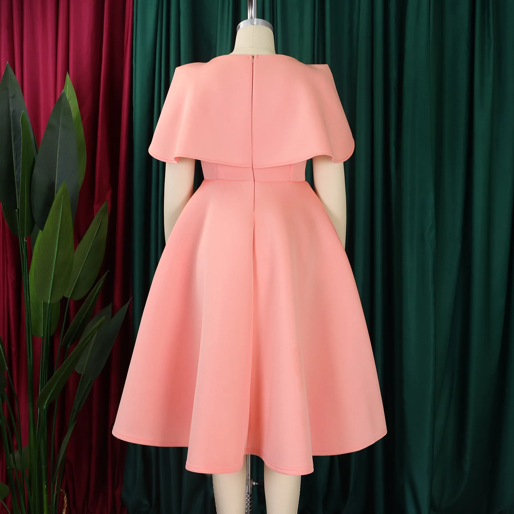 chic elegant dresses Chic Half Sleeves Deep V-neck Pink Evening Dresses Chic Mermaid Formal Dresses with Pleats