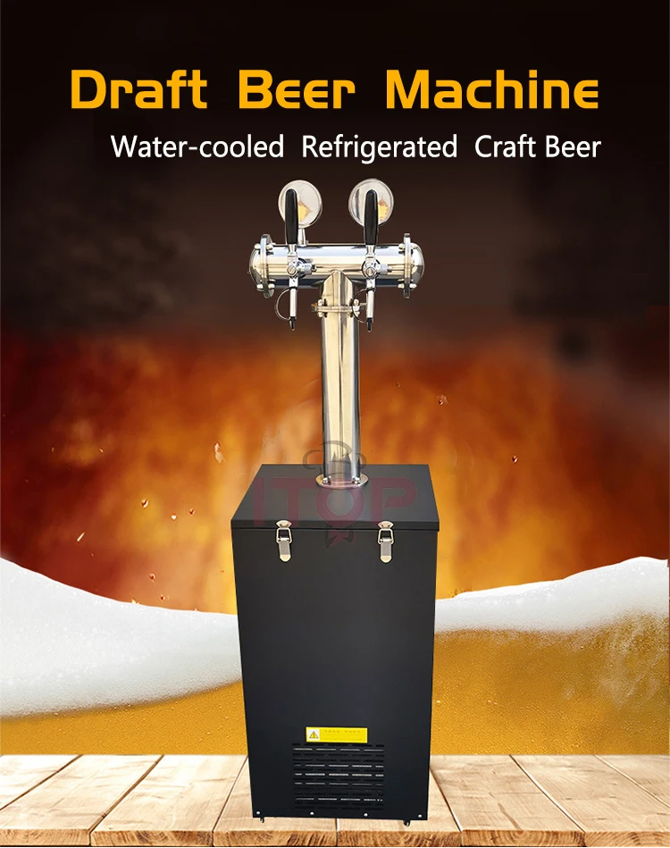 Stainless Steel Double Dischargers Beer Dispenser Tower Beer Kegerator