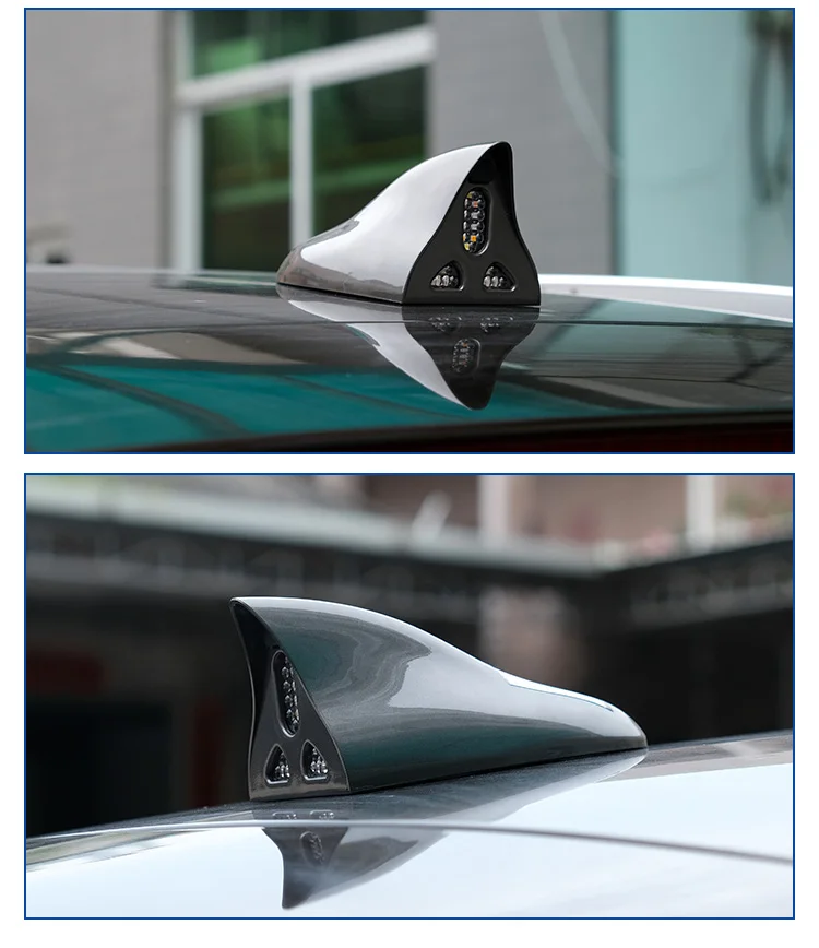 New Solar Magnetic Car Antenna Shark Fin Roof Tail Flashing Led Car ...