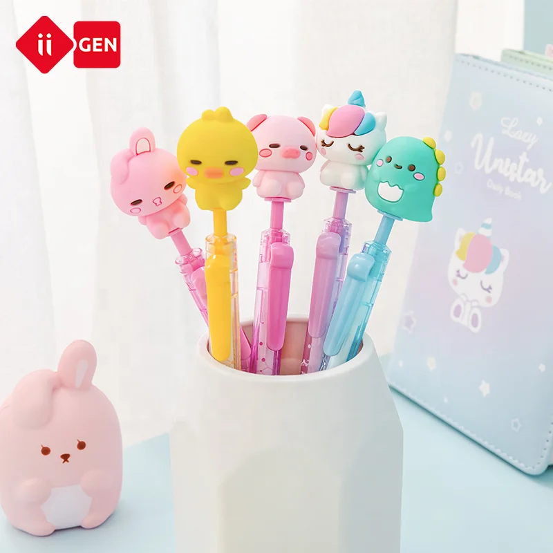 Ручки для письма с мультяшными животными IIGEN нейтральные черные ручки канцелярские принадлежности школы офиса милые Мультяшные гелевыми чернилами