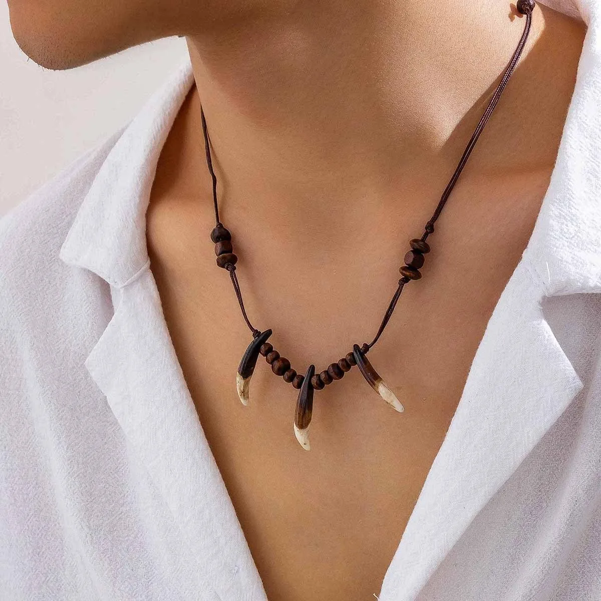 Wolf Fang Beaded Necklace - Powerful Statement Jewelry