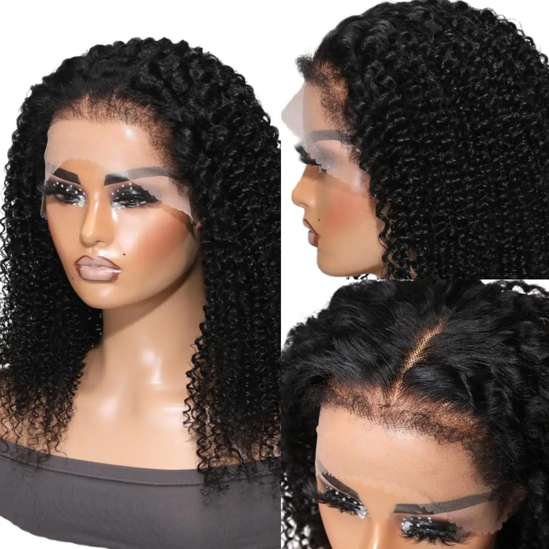 C Kinky Curly X Lace Front Wigs With Kinky Edges Hairline Glueless