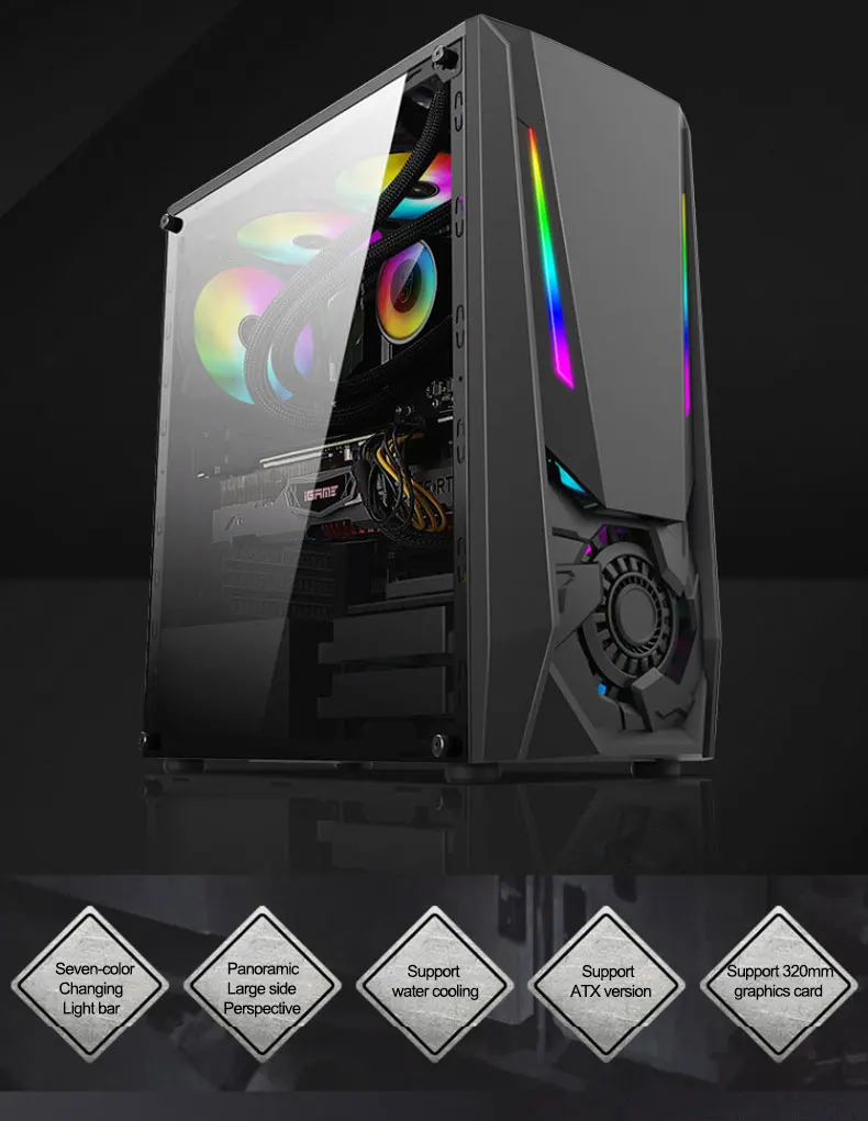 White Micro Atx Cpu Rgb Table Pc Gaming Computer Cases & Towers Desktop