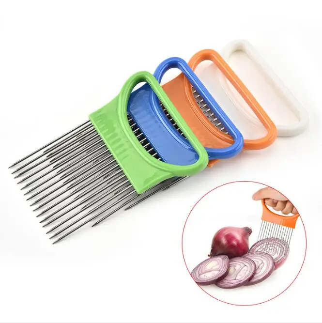 1 PC Easy Cut Onion Holder Fork Vegetable   Cutter Metal Meat Needle New JF 