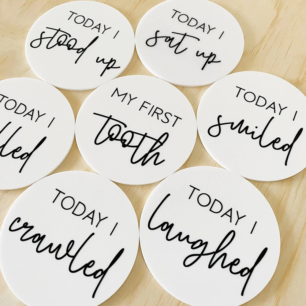 Acrylic Milestone Cards Unisex Milestone Discs Panted Perspex ...