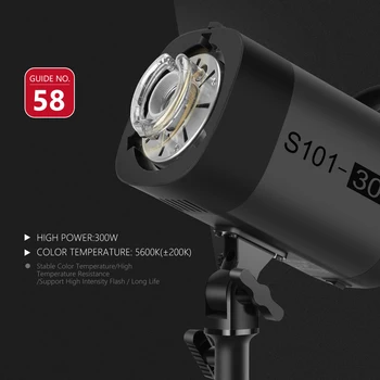 Neewer S101-300W Professional Studio Moonlight Strobe Flash Light 300W 5600K With Modeling Lamp, Aluminium Alloy detail image