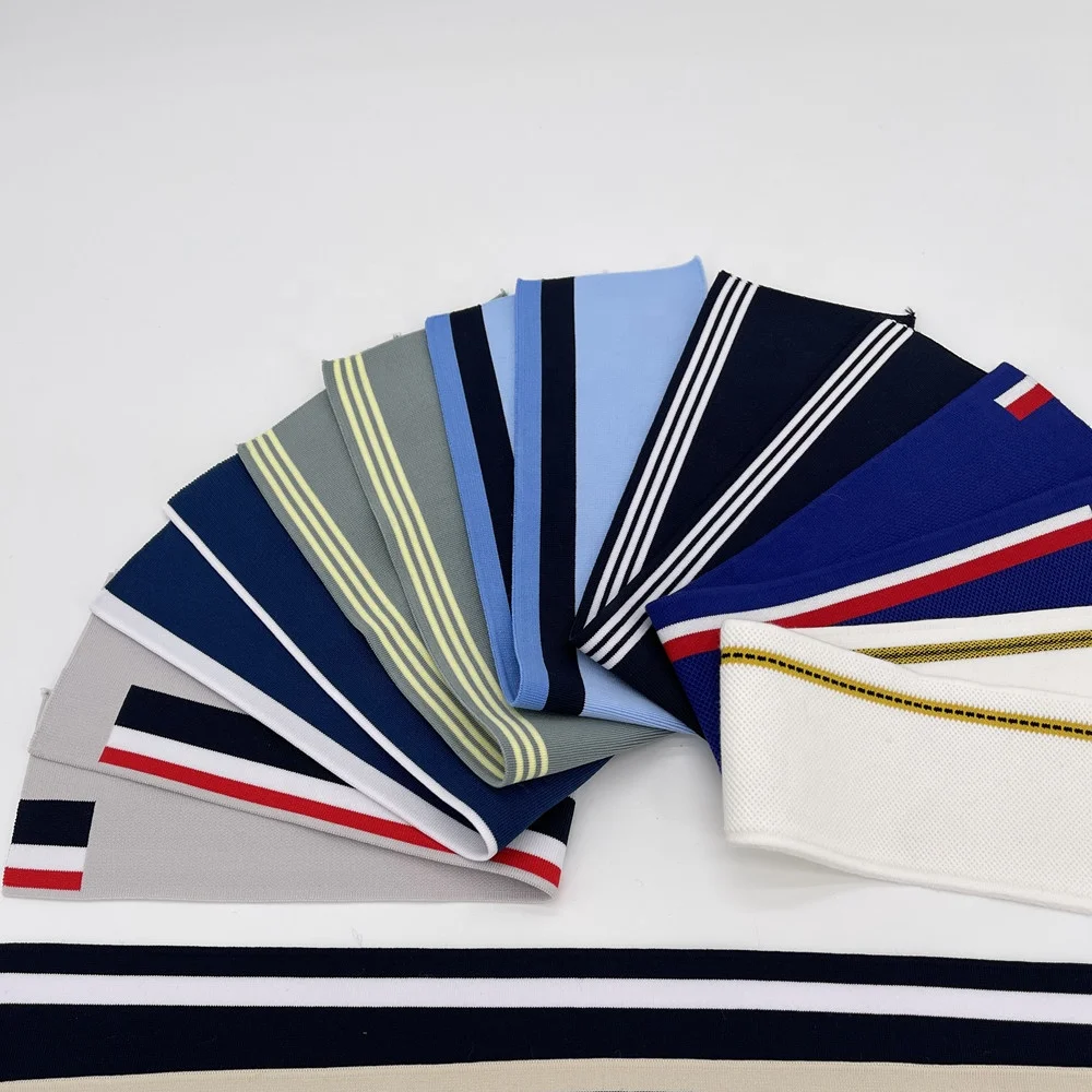 Custom Plain Rib 1x1 Polyester Flat Knitting Solid Color Rib Knit Collar