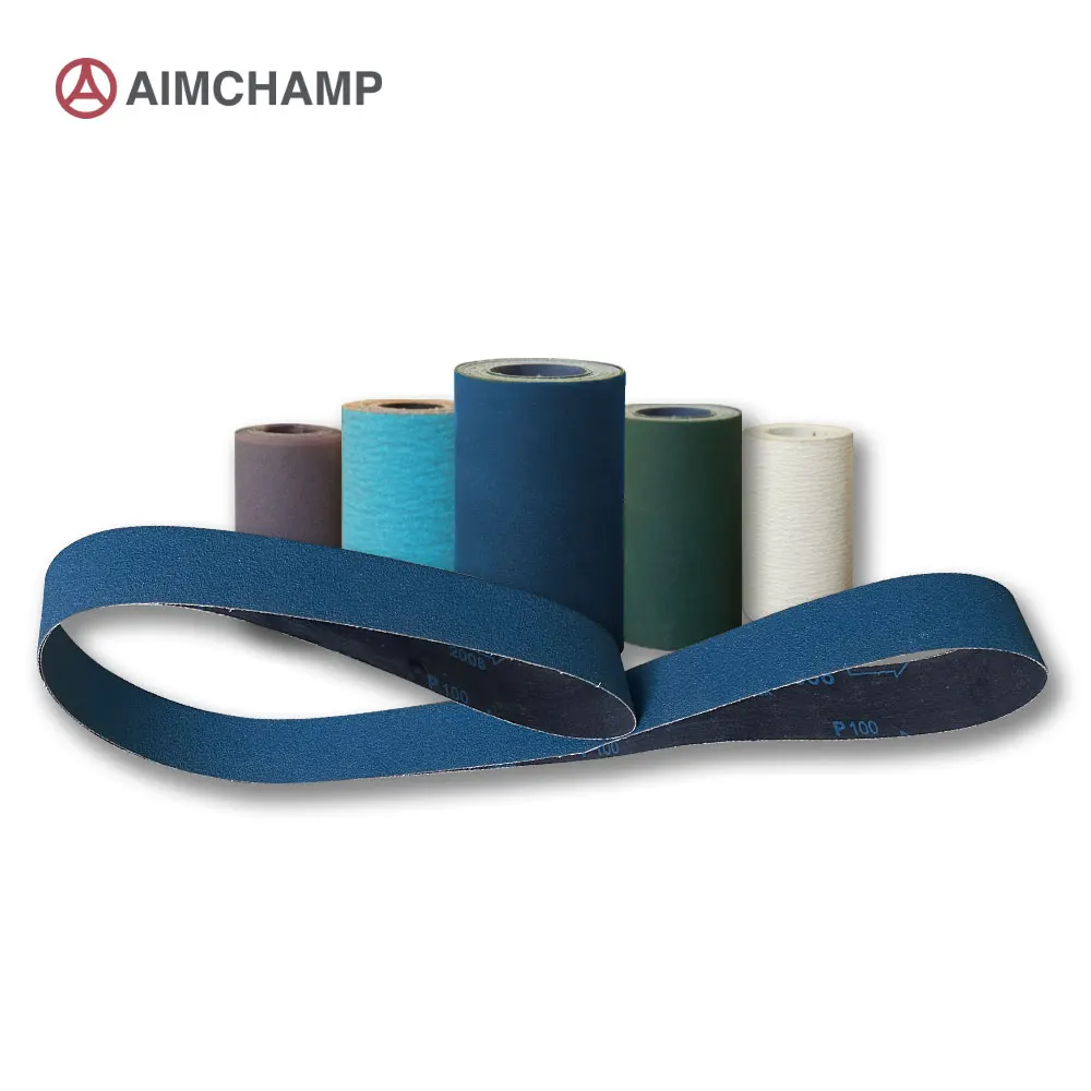 Kualiti terbaik Aimchamp Y668 Y-wt Saiz tersuai Blue Zirconia Alumina cloth belt Tali pinggang pengamplasan untuk alat pelelas kerja logam