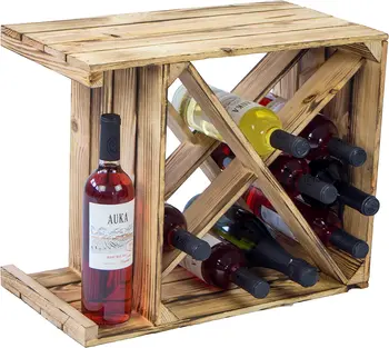 Wooden Wine Display Rack Wood Wine Bottle Shelf Stackable Wood Storage Crates