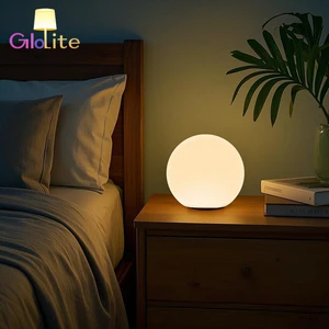 Rechargeable LED Ball Night Light Moon Shape Design Remote Control for Bedroom Living Room Bedside Bar Table Battery Lamp Light