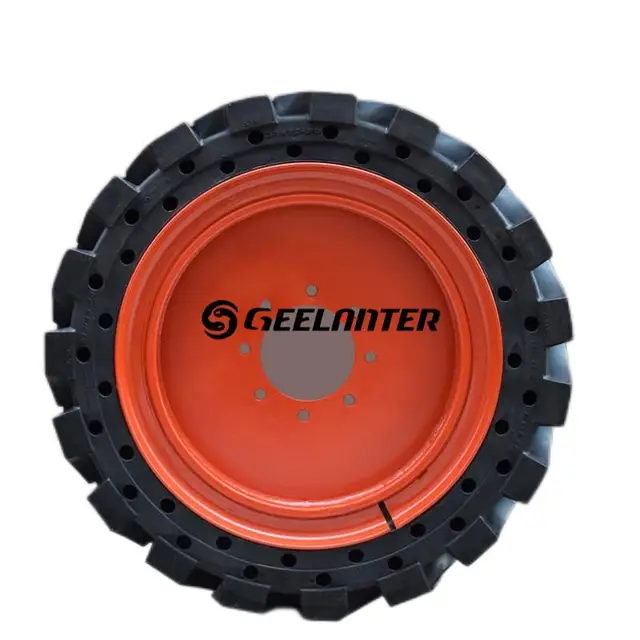 Bobcat Solid STIRE 33X12-20 for SKID STEER S220 S250 S300 S630 -GEELANTER Black Rubber Solid TIRE Foam Filled Tire 4pcs 1.5years
