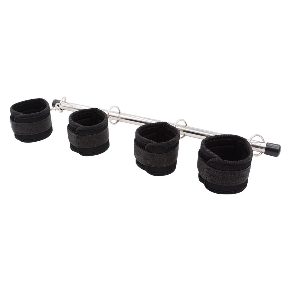 BDSM Training Tools Limb Bondage with Metal Bar Handcuffs Ankle Cuffs Hand Foot Restraint Adjustable Leg Spreader Bar for Sex