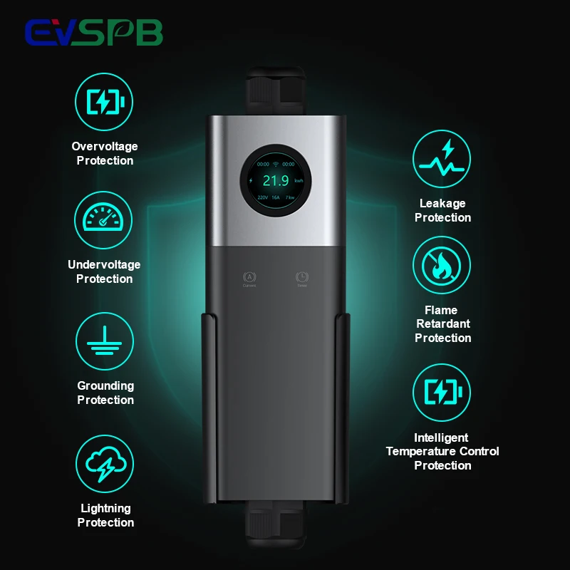 Adaptable Tails Portable EV Charger with Multi Plugs Car Charging Station Type 2 EV Wallbox Charger Mobile EV Charging Station