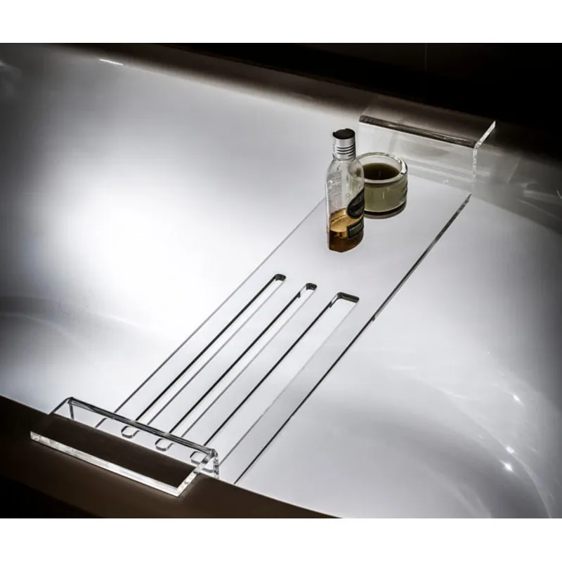 Clear Acrylic Bathtub Caddy Tray with Raised Edge