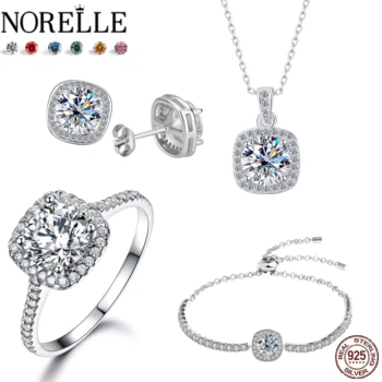 Women's Fine Jewelry Moissanite Sets for Wedding Moissanite Ring Earring Bracelet Necklace Jewelry Sets for Valentine's Day Gift