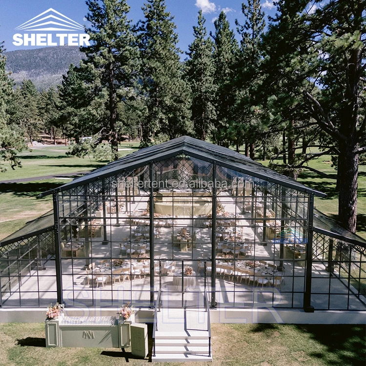 Large Clear Frame Wed Tent Canopy Venue Structure Marquee Party Glass Wall Atrium Event Wedding Commercial Tents for Events