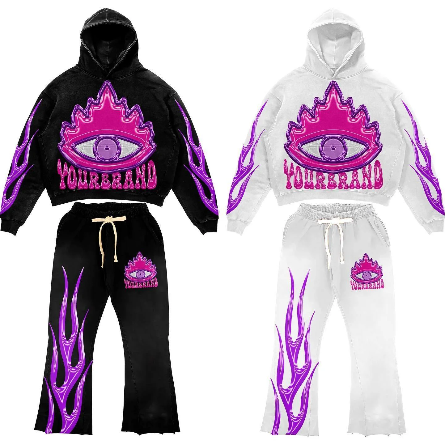 Custom Vintage Heavy Weight Acid Wash 100% Cotton Sweatsuit French Terry Dtg Print Sweatpants and Hoodie Set for Men gallery 3