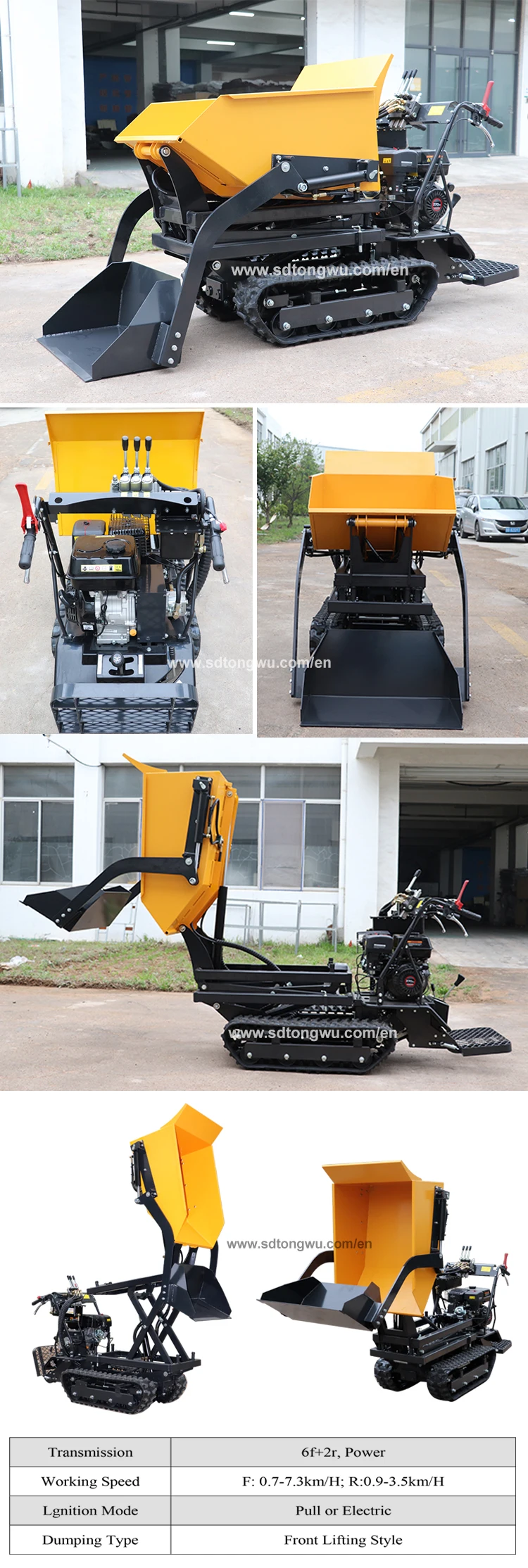 1ton Mini Crawler Dumper - 500kg High Tip Lifting Motocarriola