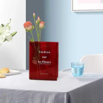 JIHONG CUSTOM Book Vase For Flowers Book Shaped Transparent Acrylic Vase Unique Home Decor