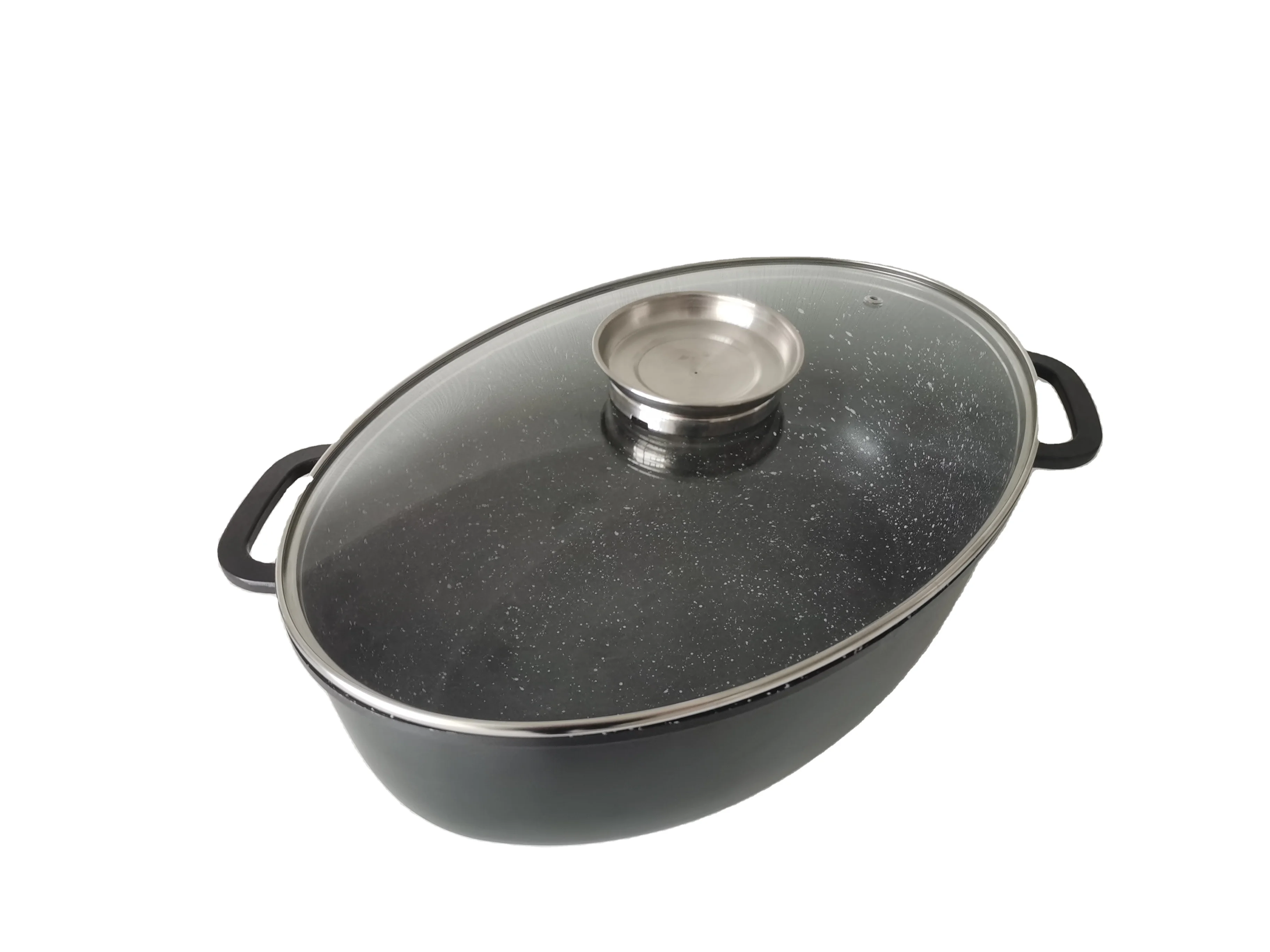High Quality OEM Good Performance Oval Durable Classic Non-Stick Aluminum  Cookware Fish Bake Roaster Grill Pan