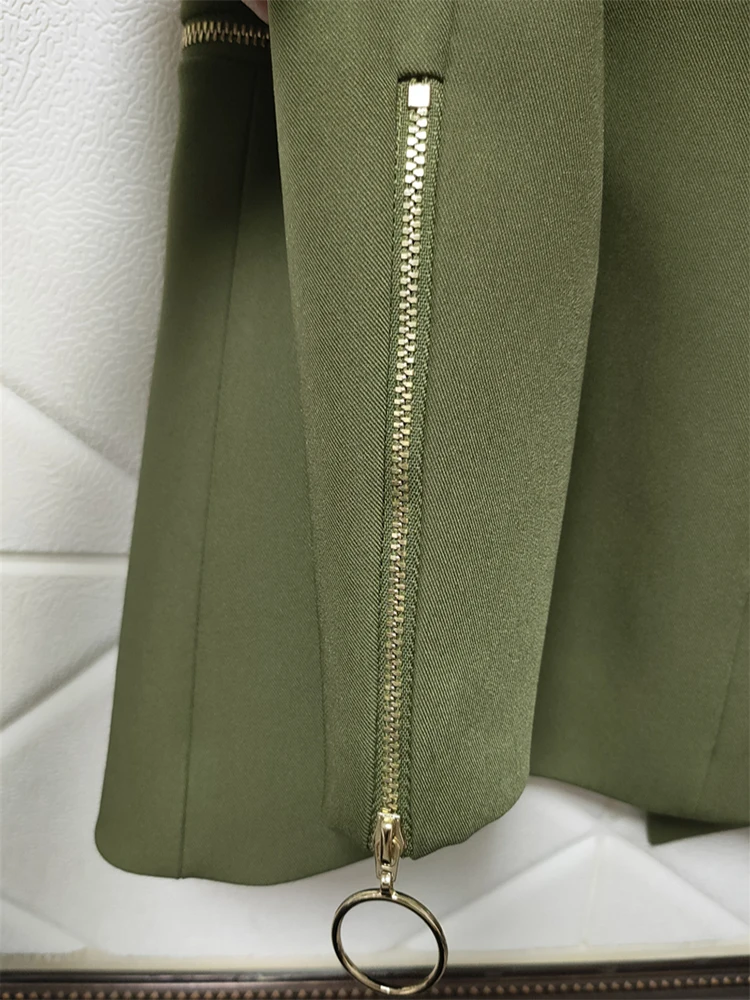 HIGH STREET Newest 2022 Designer Jacket Women Slim Fitting Zipper Double Breasted Buttons Blazer