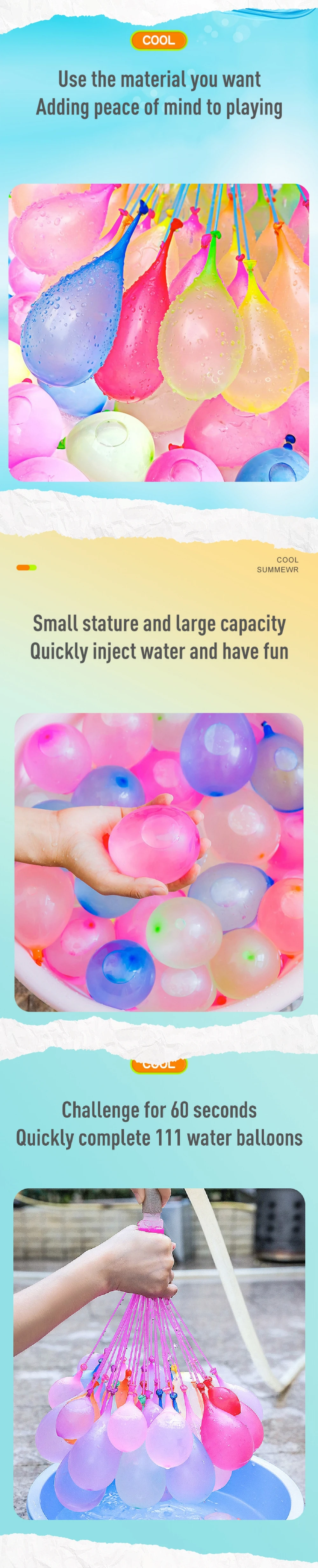 Factory Spot Water Balloons 111pcs/bag Balloon Self Sealing Magic Quick