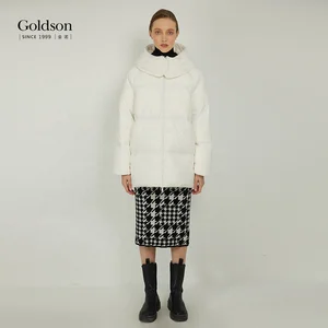 Women's Custom Logo Winter Duck Puffer Jacket Eco-Friendly Waterproof Hooded Coat Nylon Lining Decorative Pattern Collars Lines