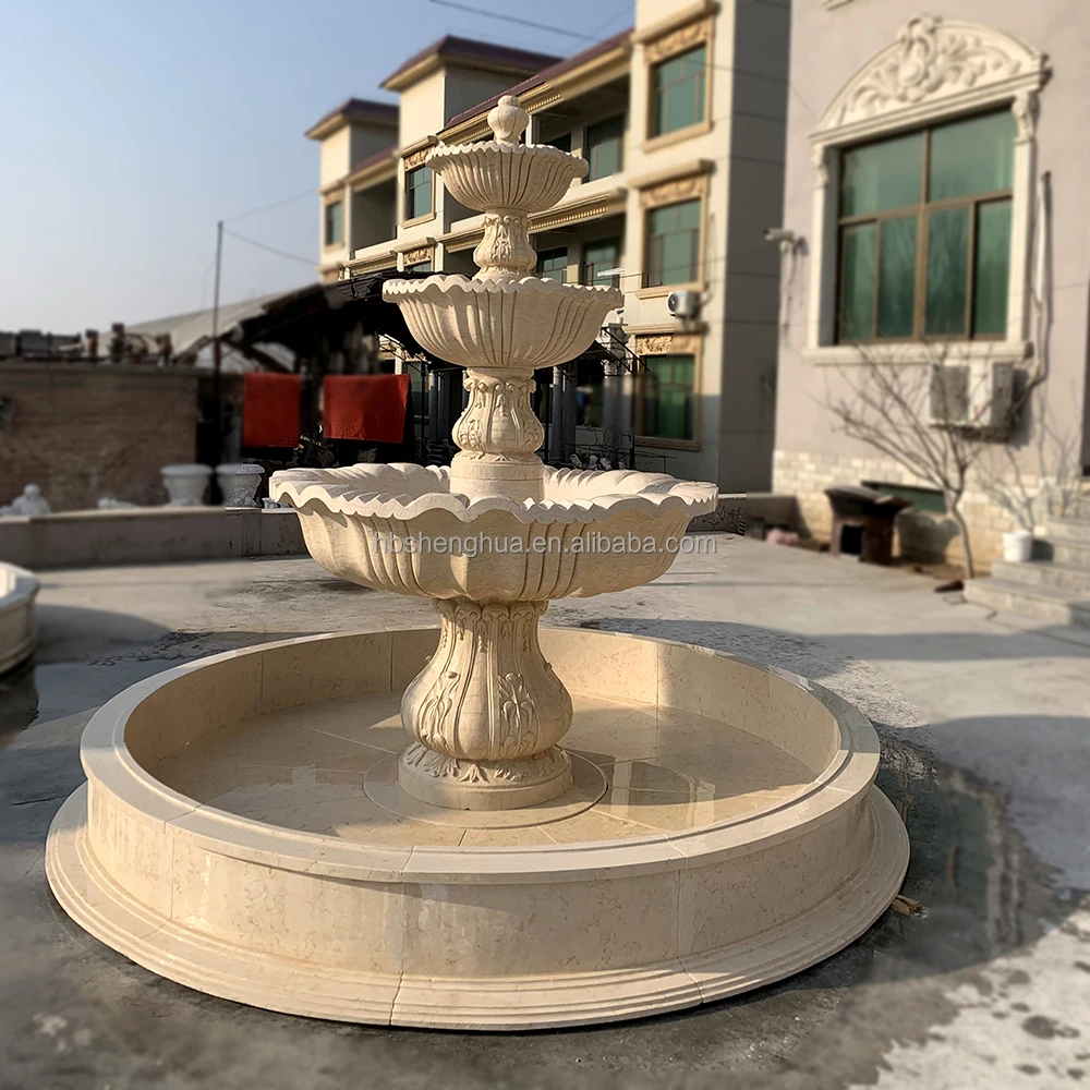 Outdoor Stone Garden Natura Egyptian Beige Marble 3 Layers Water Fountain -  Buy Marble Fountain,Outdoor Fountain,Garden Stone Water Fountain Product on  