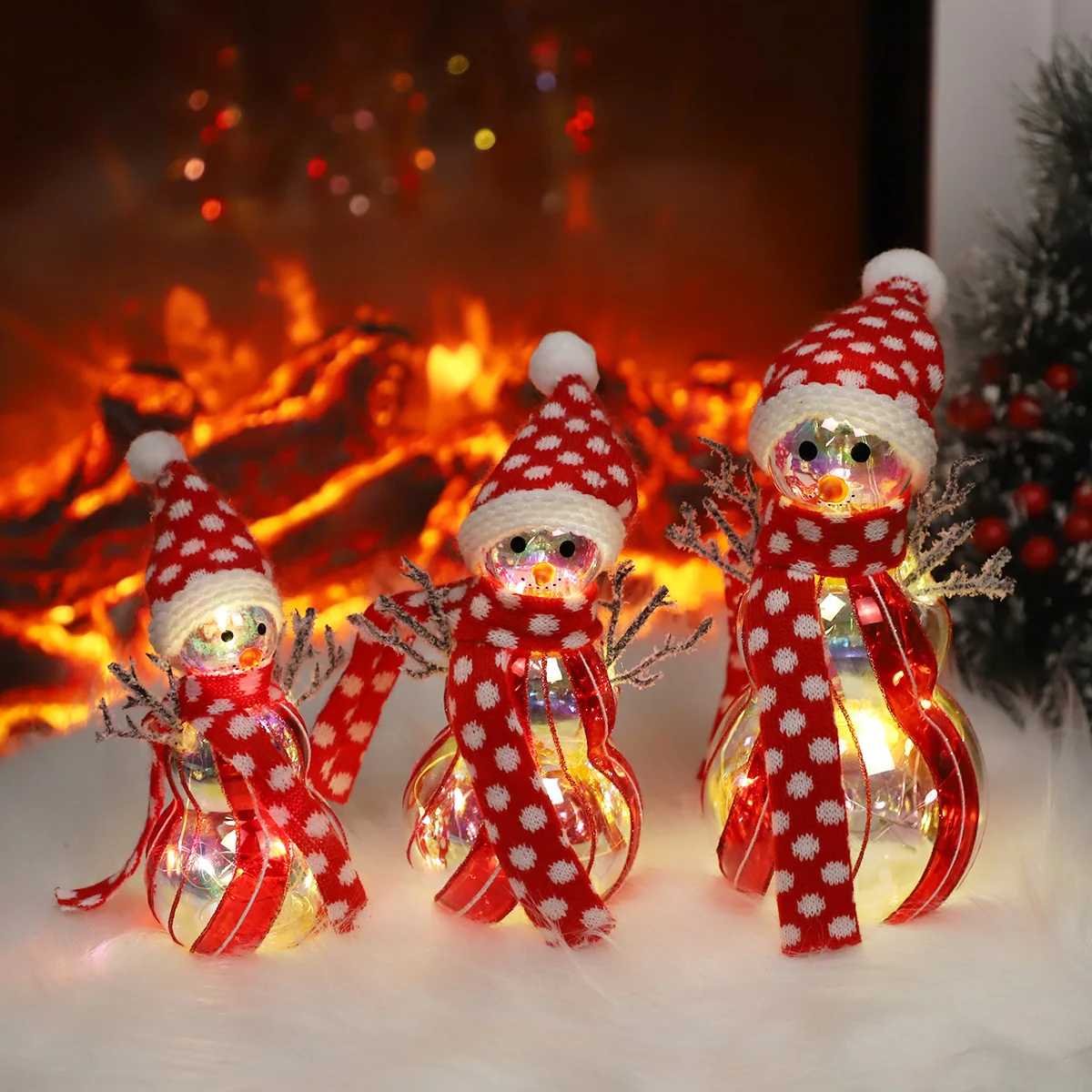 Wholesale hand blown glass christmas ornaments with led lights battery operated holiday party table ornament