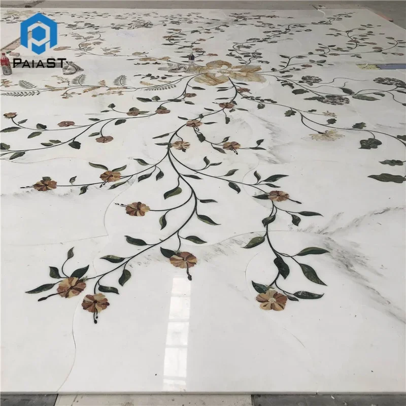 Luxury Marble Waterjet Pattern Tile For Lobby Floor Modern Design Waterjet Medallions For Home Design