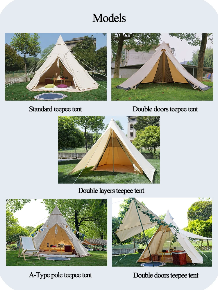 100% Cotton Canvas Indian Tent Outdoor Teepee Tent Adult Large Tipi 5m ...