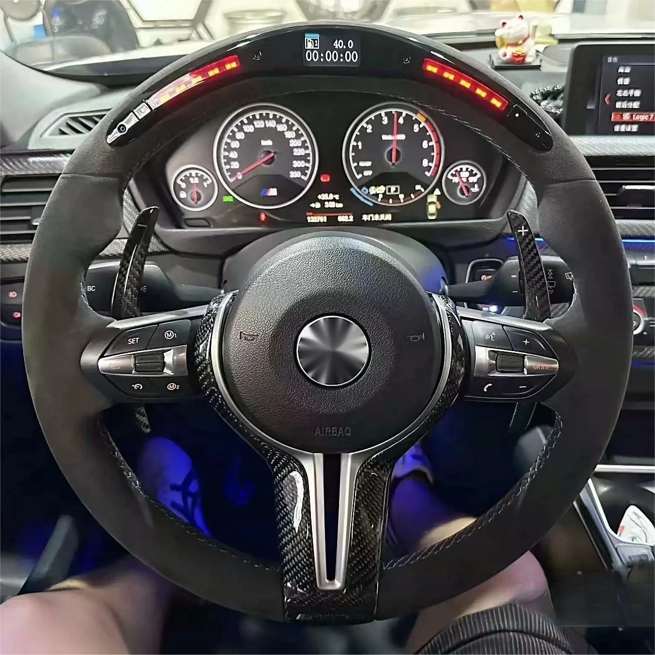 With Carbon Trim Led Full Alcantara M Performance Steering Wheel for ...