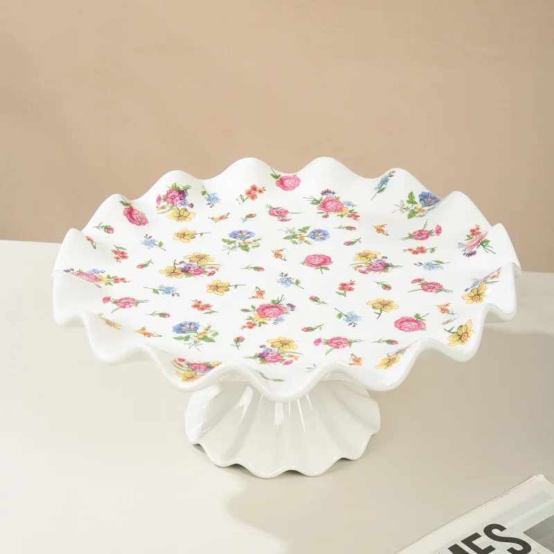 product wholesale luxury luxurious party modern floral ceramic porcelain cake plate stand teapot sugar container tableware-7