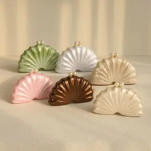 Original Shell Half Room Acrylic Beaded Bag Box Clutches Party Evening Purse Women Shoulder Travel Beach Mini Summer Handbags