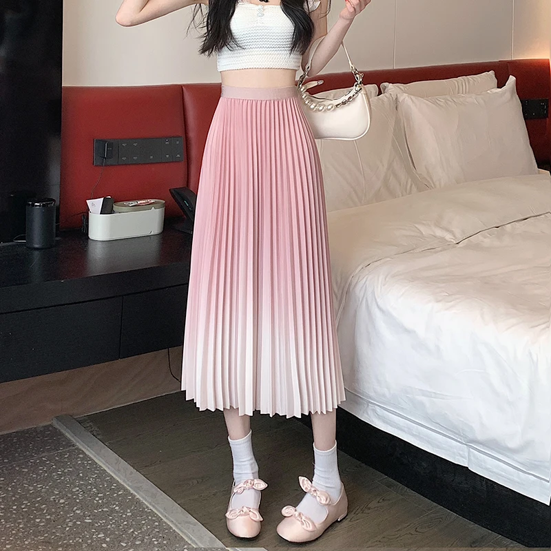 Women Pleated Long Skirt Summer Wholesale High Quality Casual Print