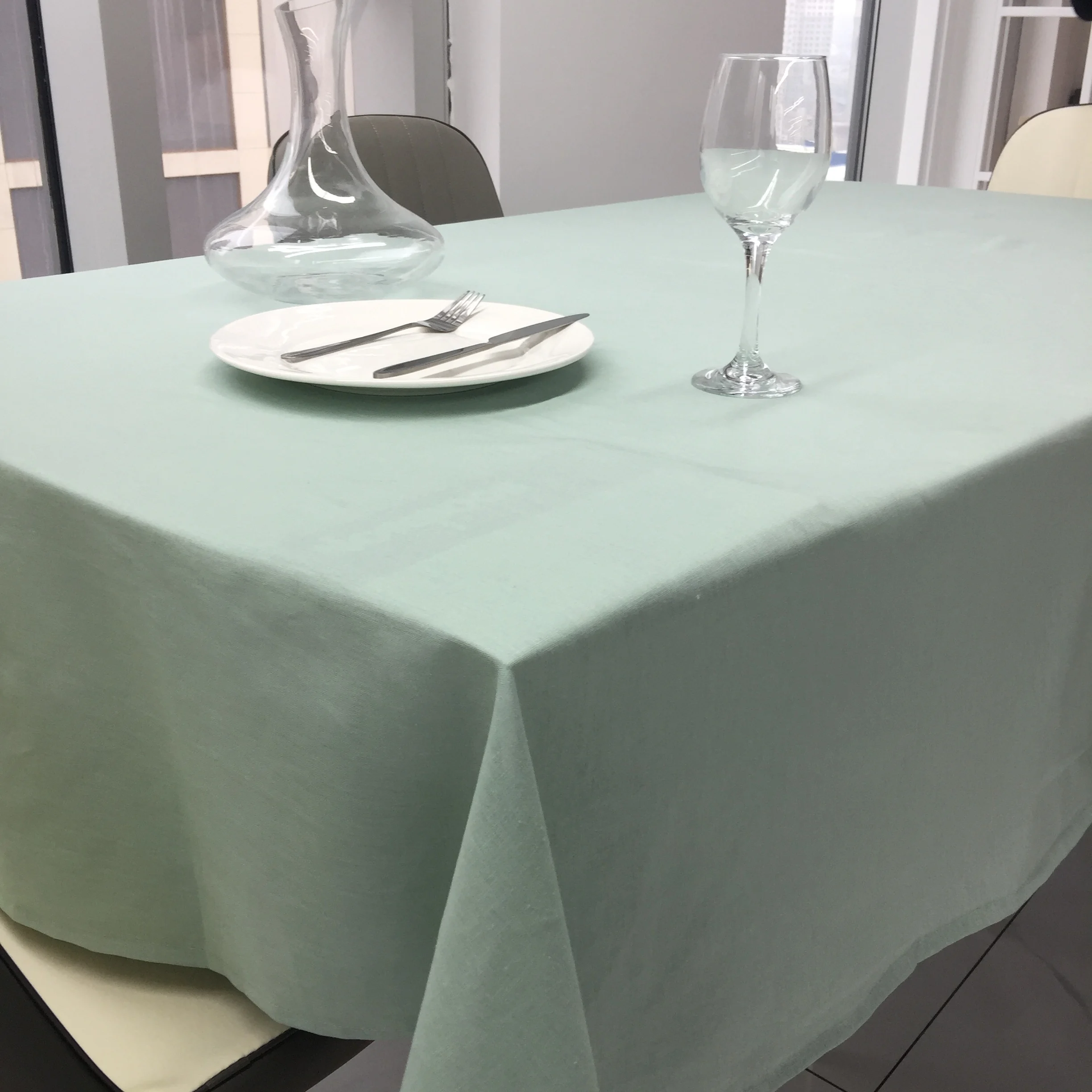 Restaurant Washed Woven Table Cloth Customer Size Multi Color