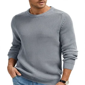 Imuedaen Men's Crew Neck Chunky Knit Long Sleeve Winter Pullover Solid Knitted Warm Sweater