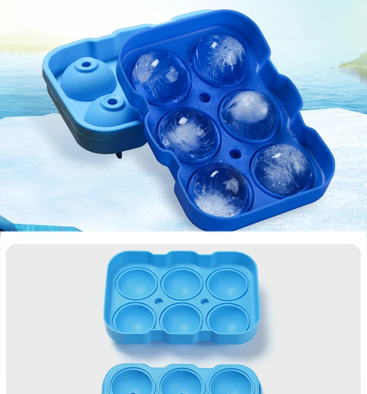 2nd-generation Custom Round Shape 6 Cavity Silicone Ice Cube Maker With ...