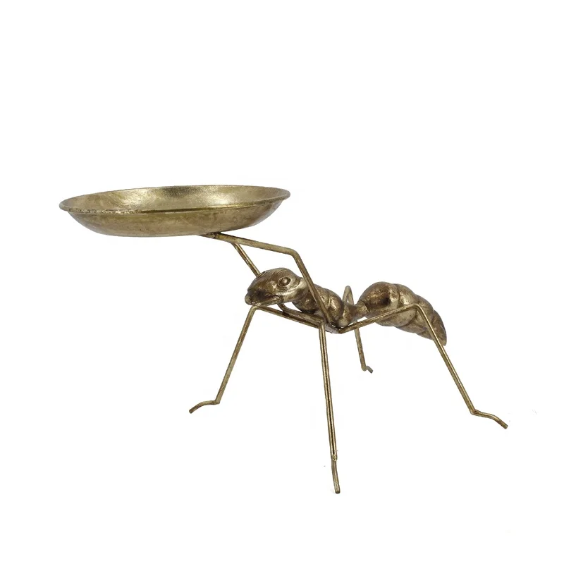 Metal Decorative Serving Tray Animal Resin Ant Statue Gold Wholesale For Home Accessories And Decor