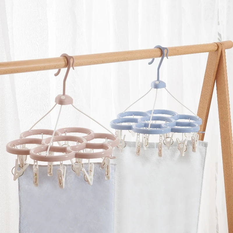 SOLELY Plum Blossom Shaped Hanging Outdoors Drying Rack with 16 Clips