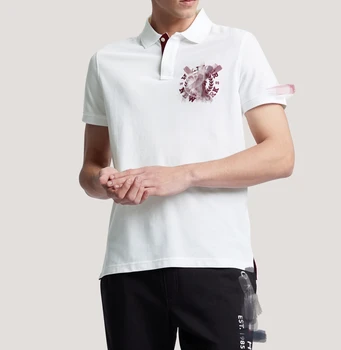 Luxury brand pure cotton oversized Hilfig polo shirt with loose jacquard color stripes polo shirt for men