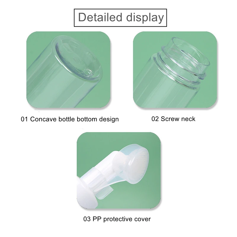 Wholesale 100ml 120ml 150ml 200ml 250ml White Plastic PET Facial Mousse Foam Pump Bottle with Silicone Brush