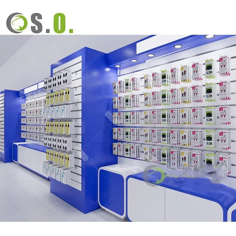 Mobile Phone Accessories Fittings Bespoke Mobile Shop Decoration Cellphone Store Display Fixture 3D Shop Design
