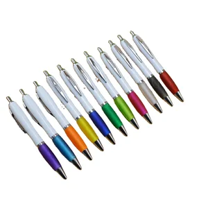 Custom Personalized Logo Click Gift White Barrel Black Blue Ink Ball Ballpoint Pen for Bulk