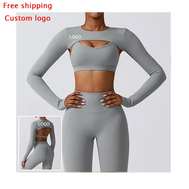 2025 one piece sexy tops quick dry fitted tank top gym sports top long sleeve yoga women lady running custom logo